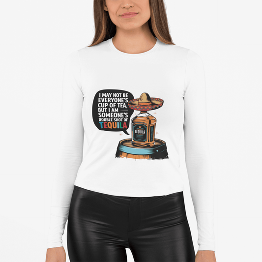 Funny Tequila quote tee featuring a tequila bottle in a sombrero, perfect for party vibes and casual wear.