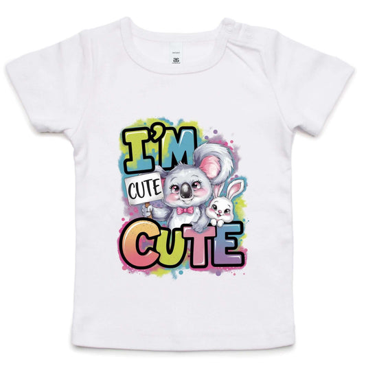 AS Colour toddler tee with cute koala and bunny design featuring "I'm Cute" text, colorful and playful for baby fashion.