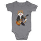Infants AS Colour baby onesie with Rock and Roll Cat Playing Guitar design for toddlers, perfect for music and cat lovers.