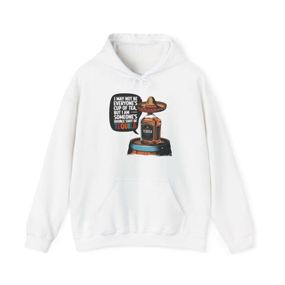 Funny Tequila quote hoodie with a sombrero-wearing bottle of Tequila, perfect for casual, humorous vibes.
