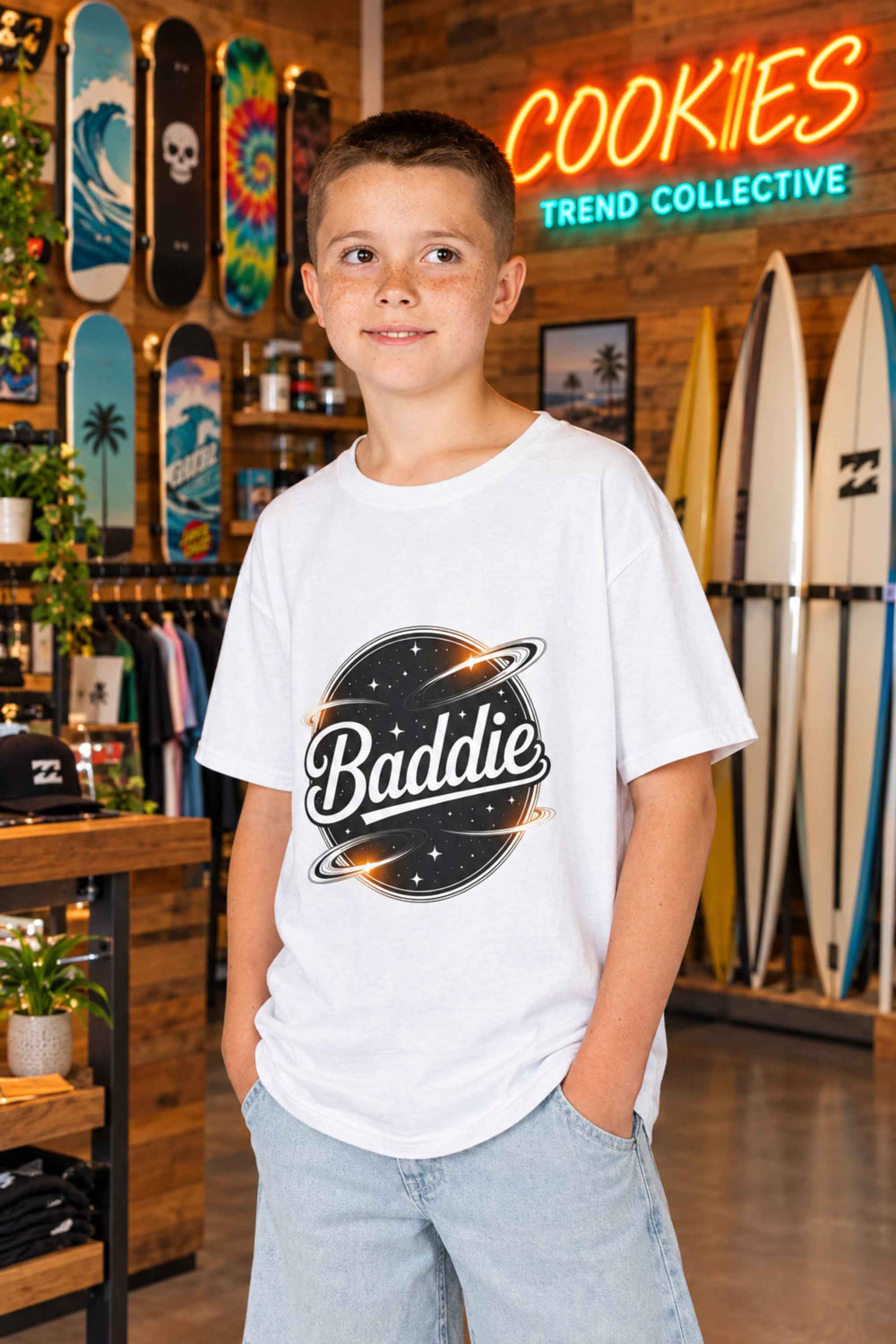 Kids T-shirt - Baddie Universe Retro Trendy Design