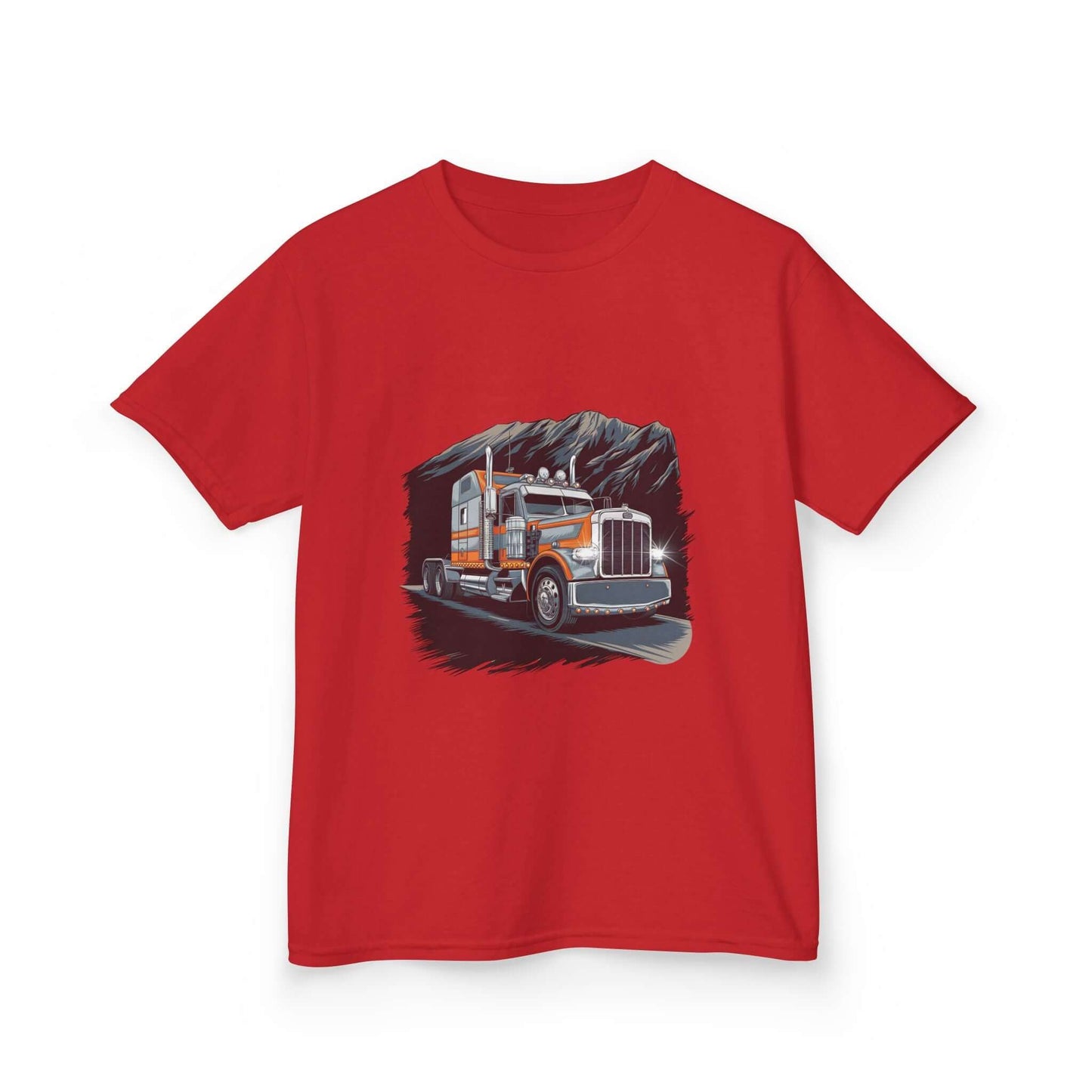 Kids Tee in red with a cool custom truck design, perfect for truck lovers and casual outings.
