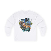 Long Sleeve Tee - Too Lazy To Be Lazy, Cat in a Hammock Beach Design - Cookies Trend Collective