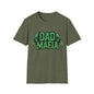 DAD MAFIA unisex T-Shirt in olive green featuring neon green skulls and lettering, perfect for casual occasions.