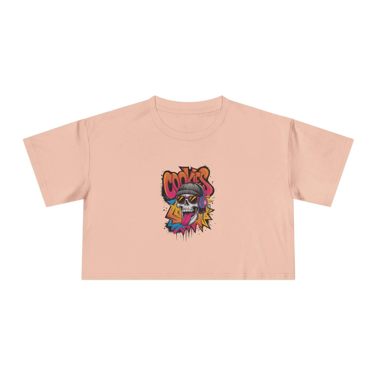 Crop Tee - Graffiti Skull Cookies Design - Cookies Trend Collective