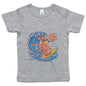 AS Colour infant tee with cool kangaroo surfing a wave design, ideal for beach lovers and summer vibes.