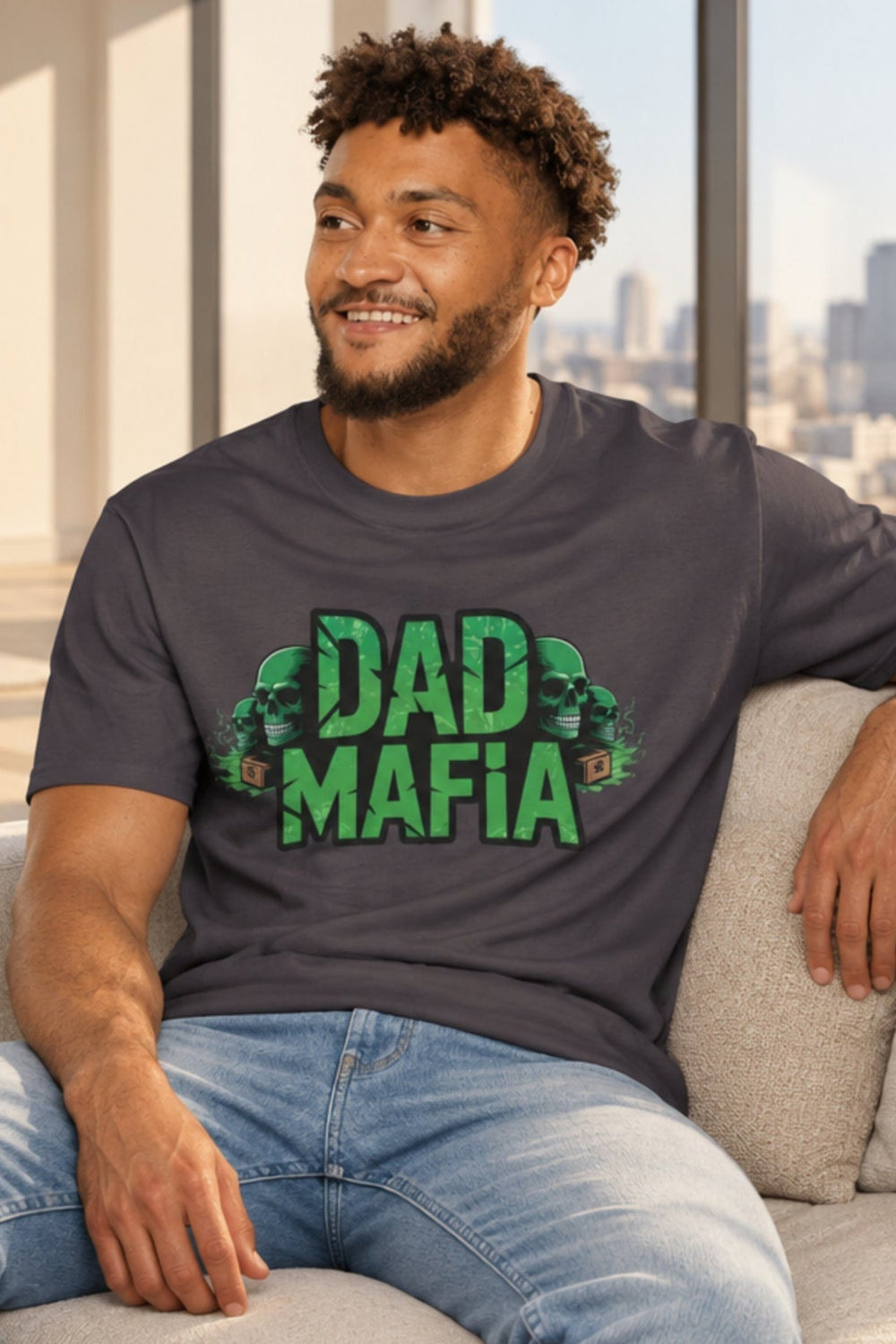 Dad Mafia T-Shirt - Lettering with Neon Green Accents - Cookies Trend Collective