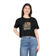 Crop Tee - Tropical Flower 'My Mum is a Baddie' Design - Cookies Trend Collective