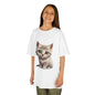 Cute white kitten graphic design on a kid's Tee, perfect for children who love cats.