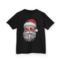 Cool Santa kids t-shirt featuring a trendy Santa with sunglasses and a festive vibe, perfect for the holiday season.