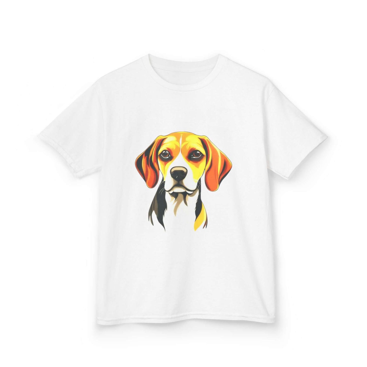 Cute hound dog illustration on a kids tee, perfect for young animal lovers and casual wear.