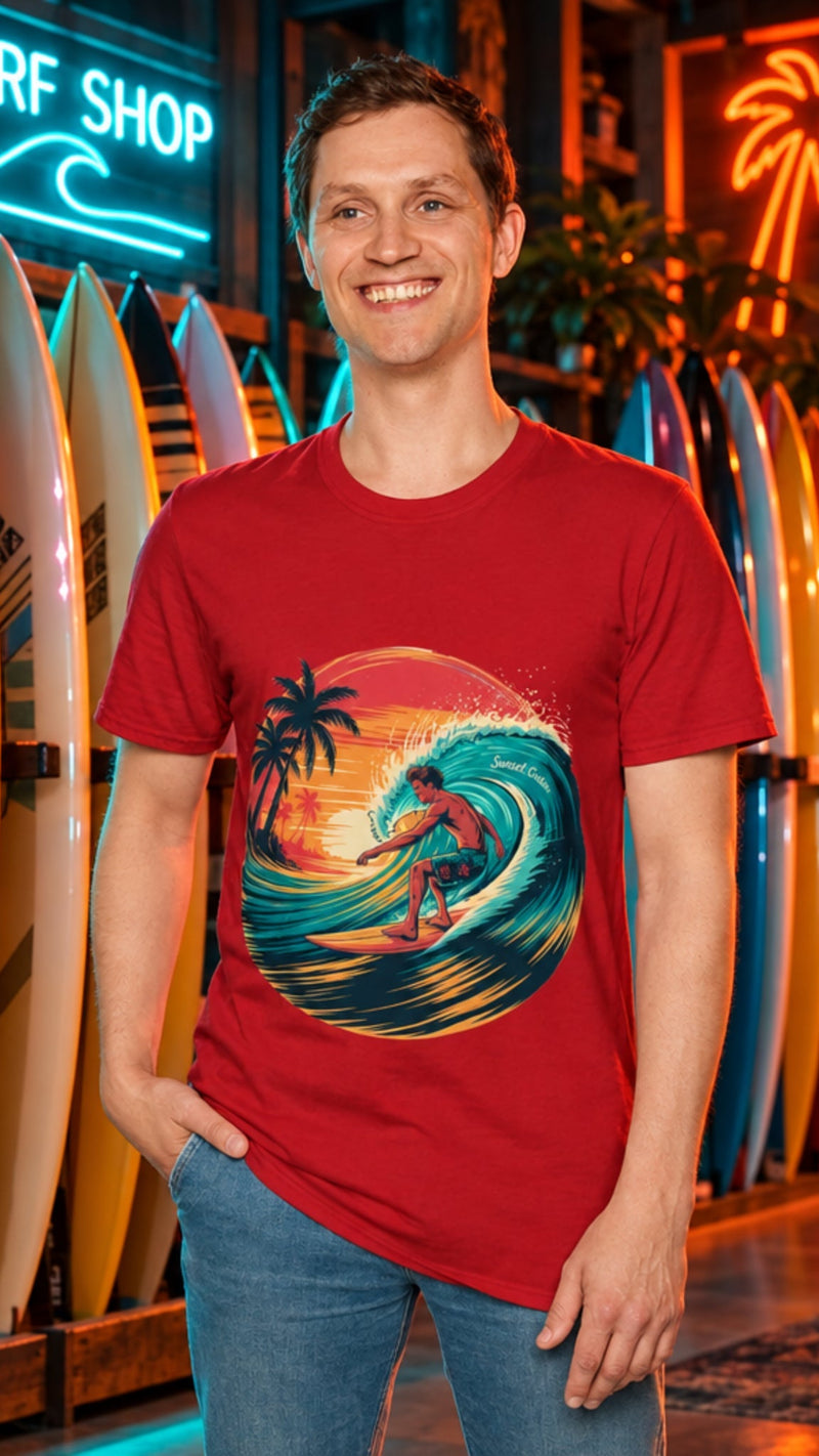 Vintage Surfer T-Shirt Sunset Session Retro Wave Print - authentic product design