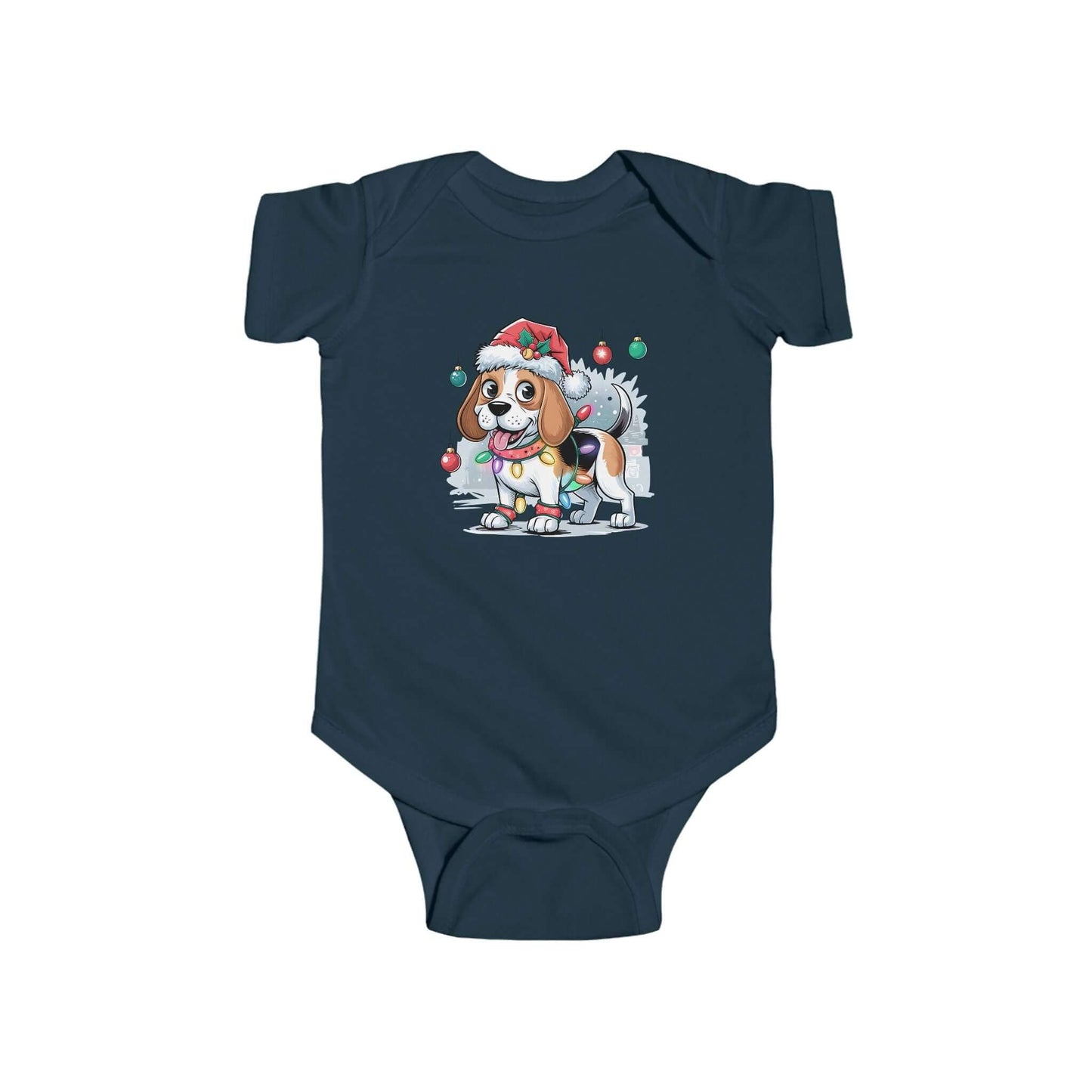 Beagle Dog in Santa Hat Christmas Design - Onesie