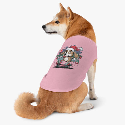 Pet Tank Top - Santa Hat Skateboarding Pup Christmas Design