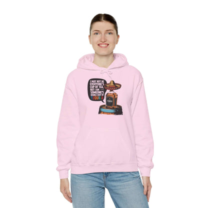 Funny Tequila quote hoodie featuring a sombrero bottle in playful design, ideal for casual wear or gifting.