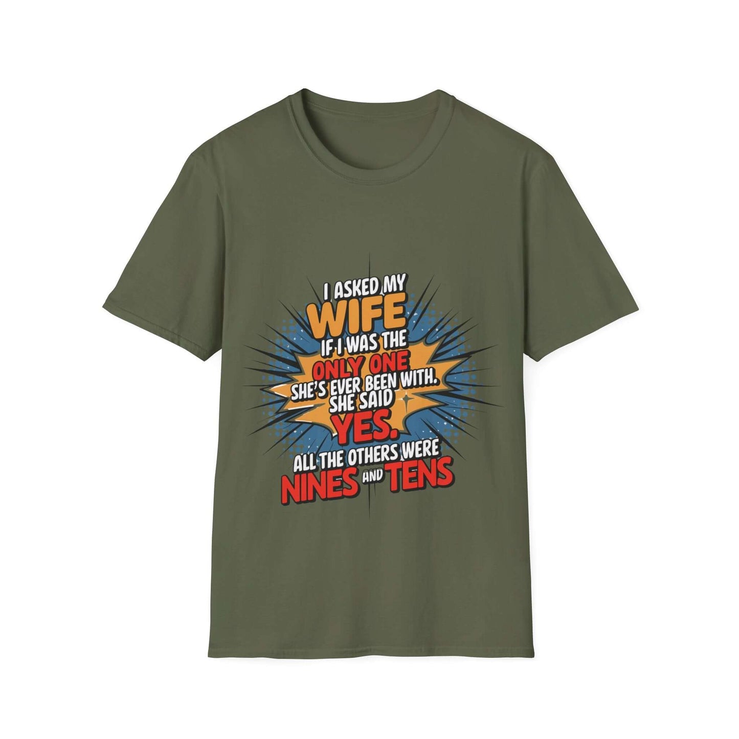 Funny unisex T-shirt with a colorful cartoon graphic quote for conversation starters, perfect for casual outings.