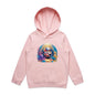AS Colour pink youth hoodie featuring a colourful cartoon sea life design with a cute fish character and sea creatures.
