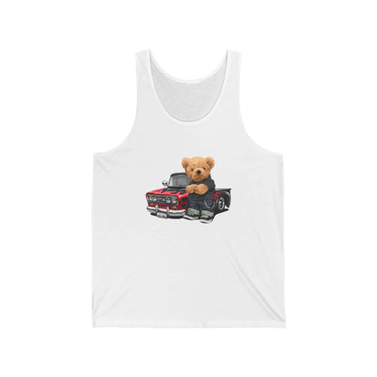 Tank Top - Cool Teddy Bear next to Pickup Truck Design