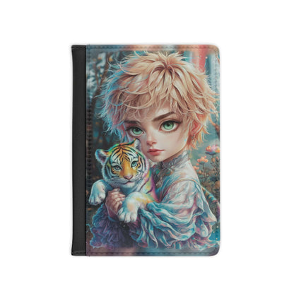 Passport Cover - Chibi Style Boy with Rainbow Tiger Cub