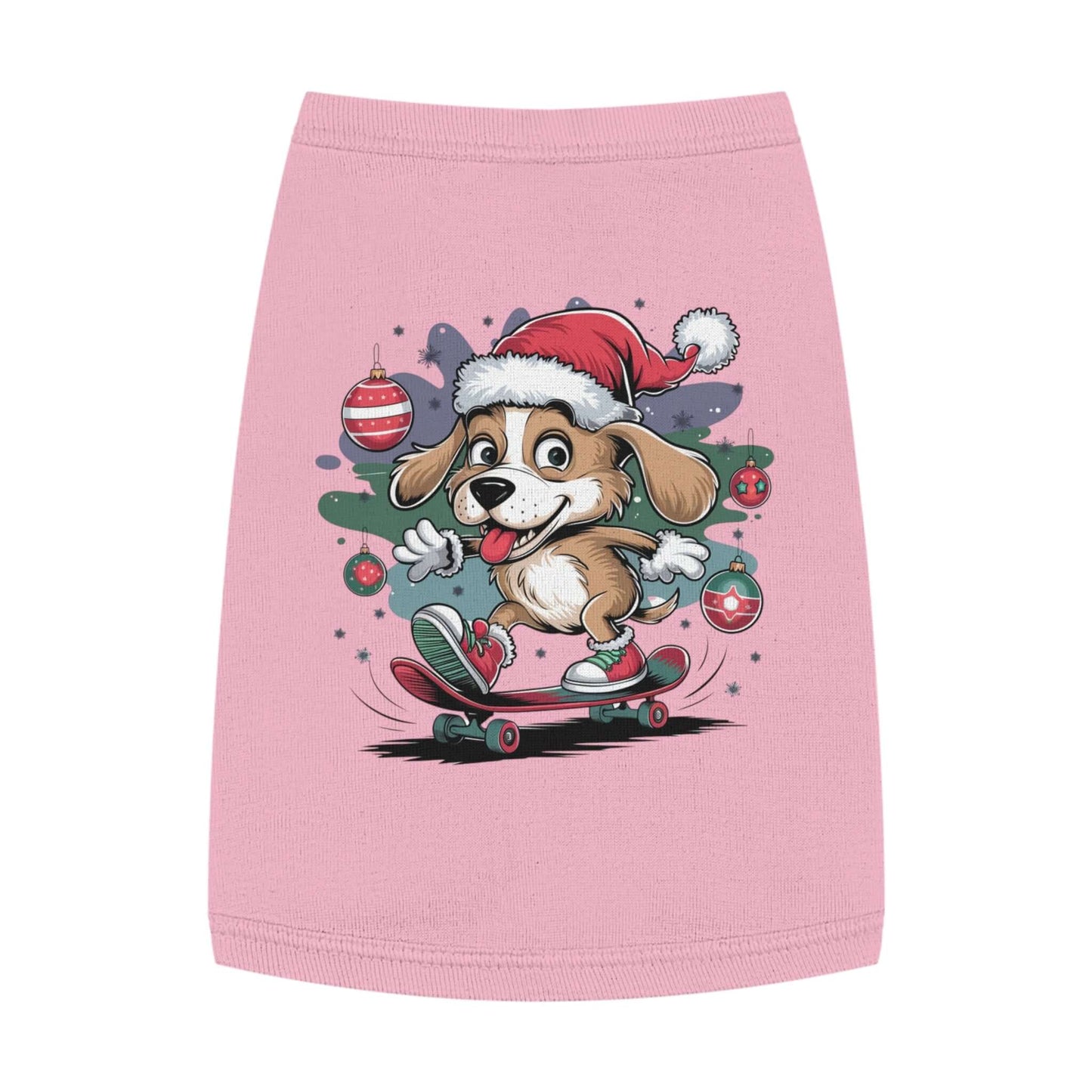 Pet Tank Top - Santa Hat Skateboarding Pup Christmas Design