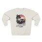 Vintage muscle car sunset Sweatshirt with 'Cruising Vibes' text and tropical design, perfect jumper for casual winter wear and retro car enthusiasts.