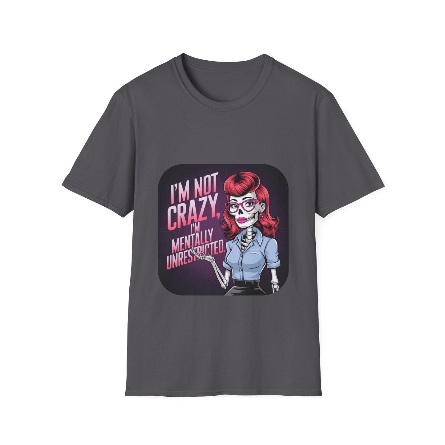 Retro Rockabilly Unisex T-Shirt - I'm Not Crazy Skeleton Design