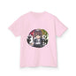 Kids T-Shirt featuring a DJ chibi boy playing decks at a colorful party for music lovers.