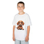 Cute tan Dachshund puppy - Sausage dog graphic on a white Kid's T-shirt for dog lovers and animal lovers.