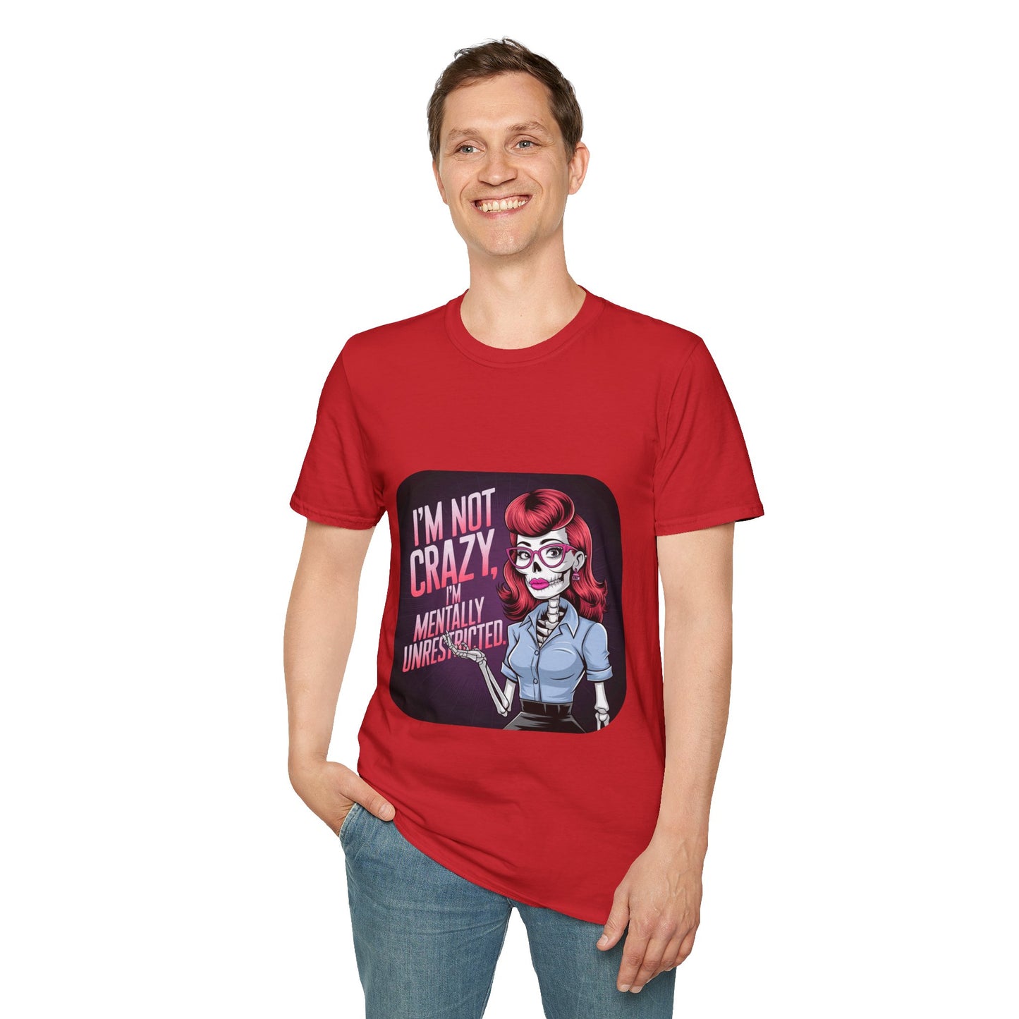 Retro Rockabilly Unisex T-Shirt - I'm Not Crazy Skeleton Design