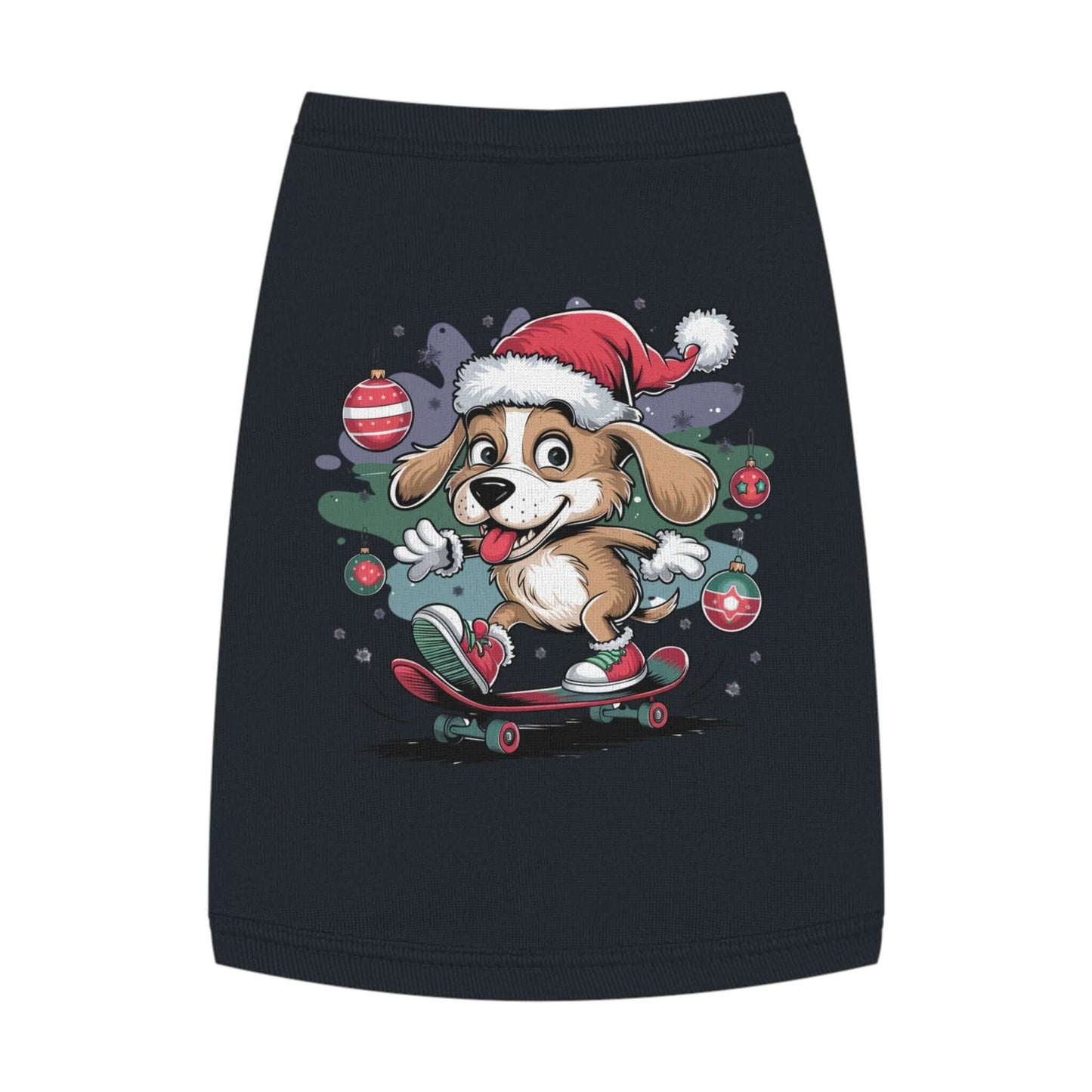 Pet Tank Top - Santa Hat Skateboarding Pup Christmas Design