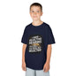 Kids navy tee with funny quote 'I have selective hearing I'm sorry you were not selected' and a sleeping cat design.