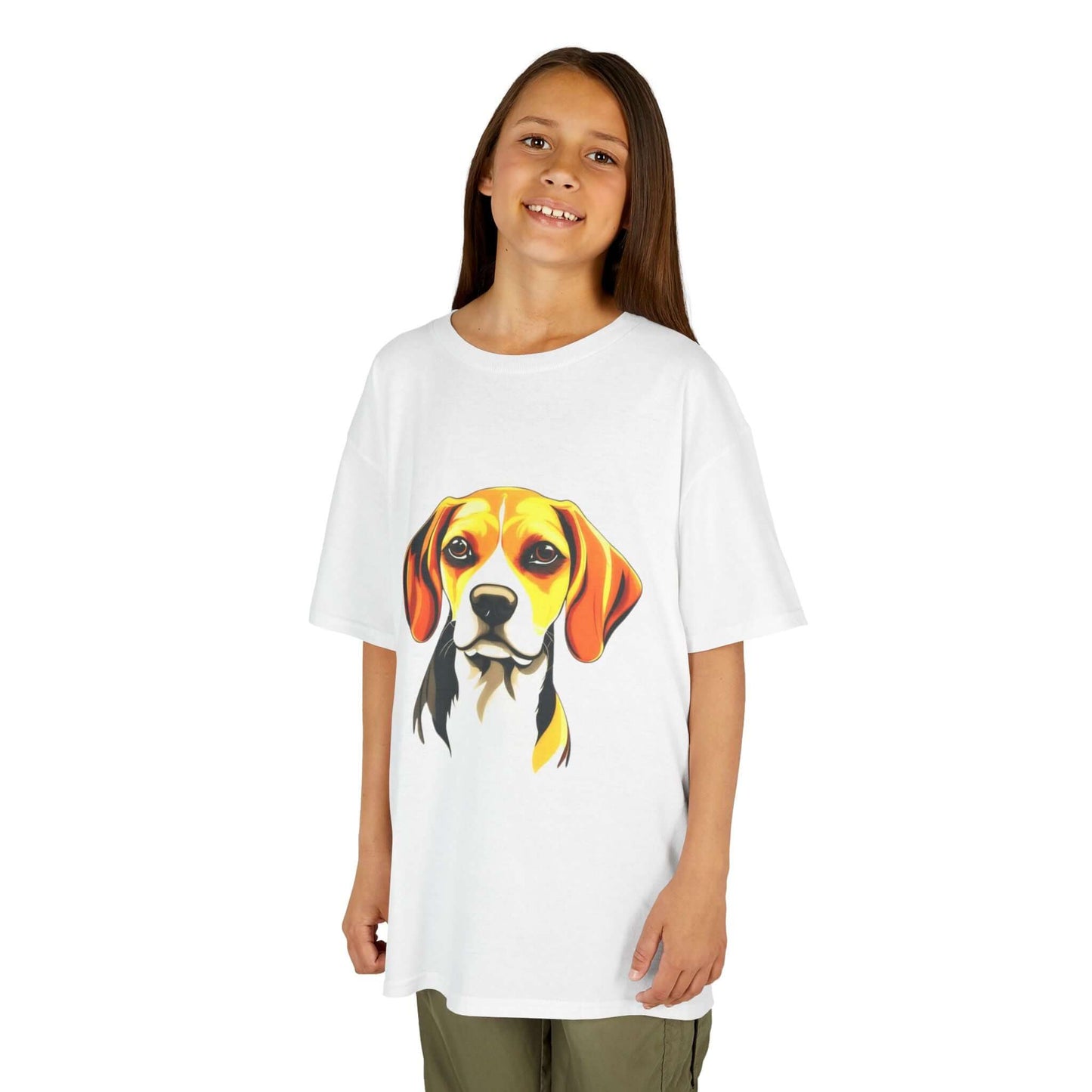 Cute hound dog illustration on a kids tee, perfect for young animal lovers and casual outings.