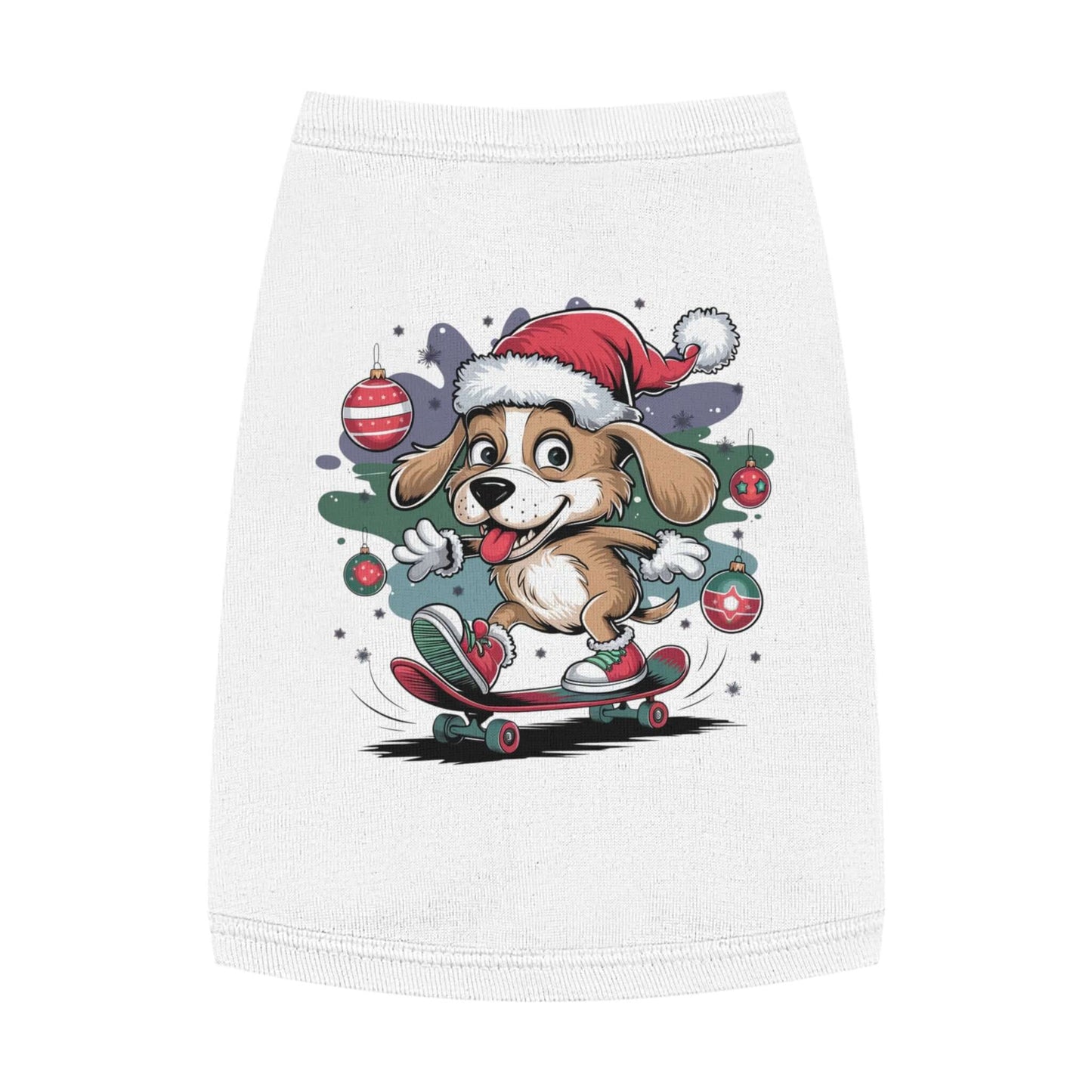 Pet Tank Top - Santa Hat Skateboarding Pup Christmas Design