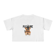 Crop Tee - Playful Teddy Bear Design 'The Pleasure is all Mine' - Cookies Trend Collective