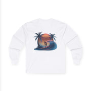 Surfer Long Sleeve Tee with Retro Wave Design - Cookies Trend Collective