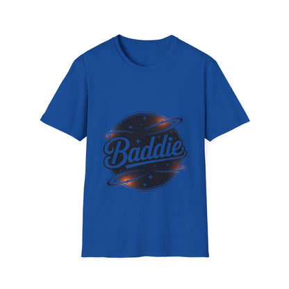 Unisex soft-style T-shirt featuring retro 'Baddie' universe design, perfect for trendy casual wear.