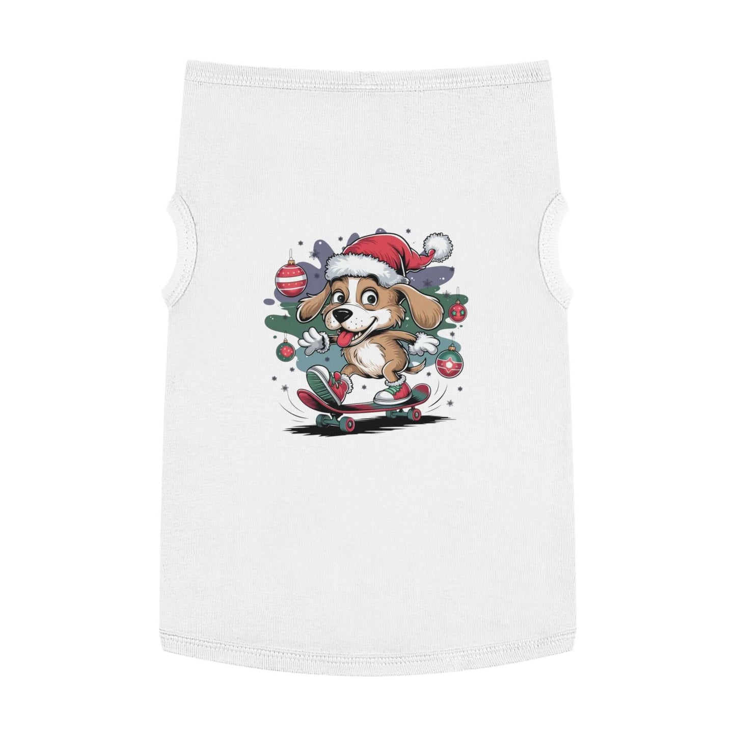 Pet Tank Top - Santa Hat Skateboarding Pup Christmas Design