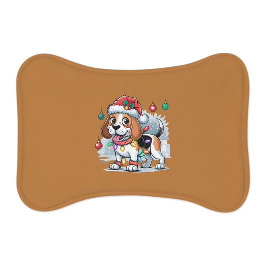 Pet Feeding Mats - Beagle Dog in Santa Hat Christmas Design