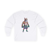 Long Sleeve Tee - Cartoon Boxer Dog Muay Thai Fighter Design - Cookies Trend Collective
