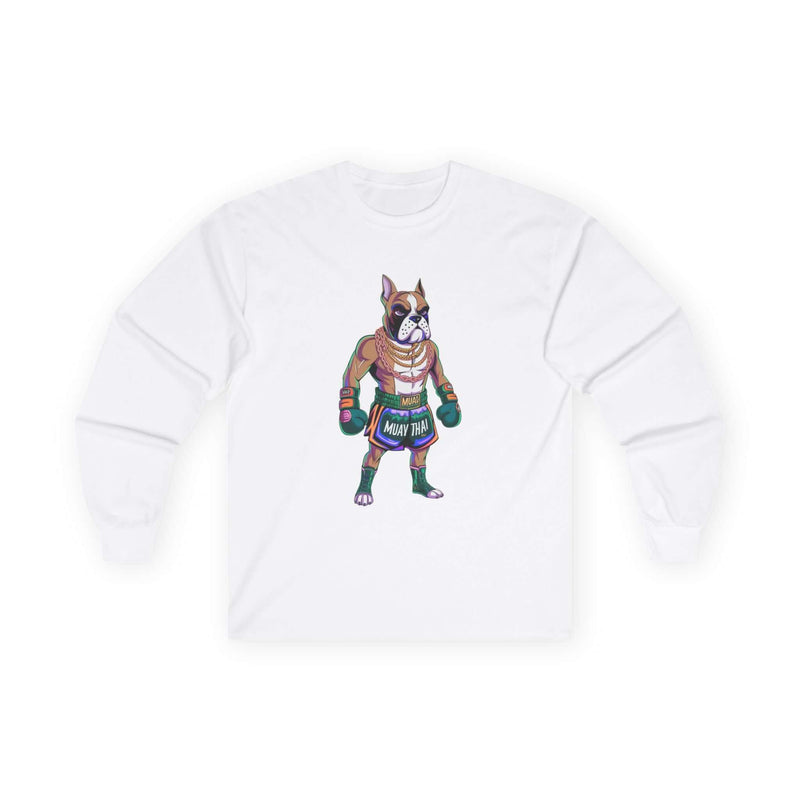 Embrace Fun with Our Cartoon Boxer Dog Long Sleeve Tee - authentic product design