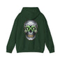 Cool money skull hoodie with dollar bills in eye sockets and edgy design for streetwear fashion.