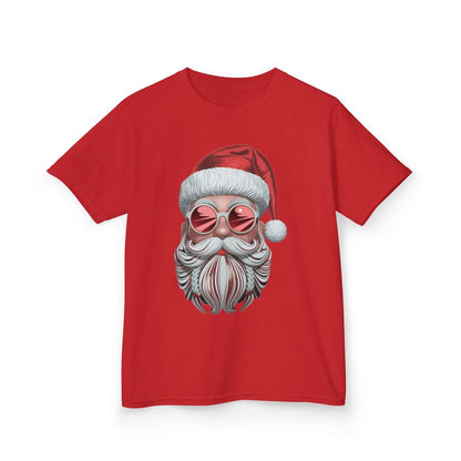 Cool Santa kids t-shirt featuring trendy Santa with sunglasses, perfect for holiday cheer.