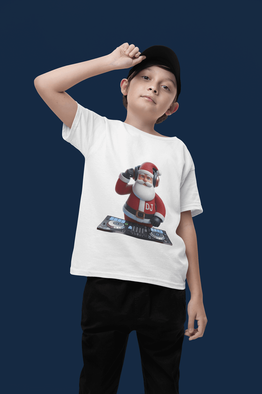 Kids Tee Santa DJ Christmas Music T-Shirt