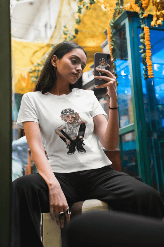 Urban Streetwear T-Shirt with Young Lady.