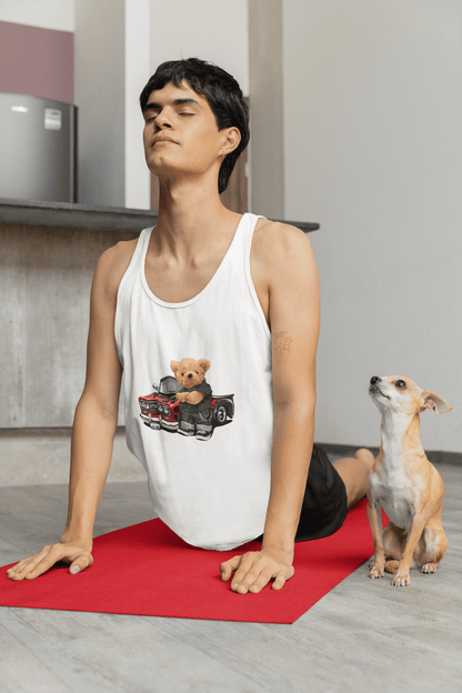 Tank Top - Cool Teddy Bear next to Pickup Truck Design