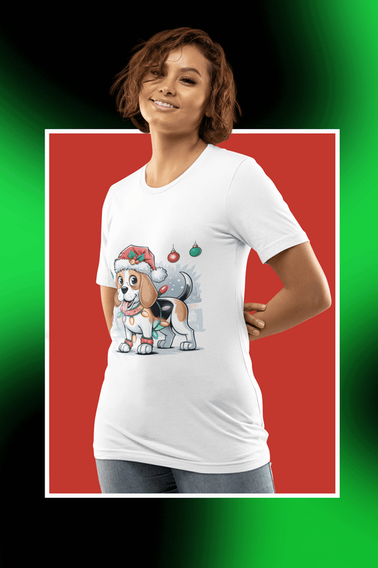 T-Shirt Beagle Dog Santa Christmas Lights