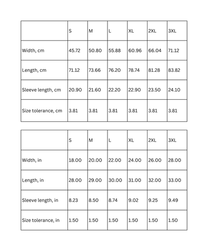 Size chart for Vintage Muscle Car Sunset T-Shirt showing measurements in cm and inches for various sizes S to 3XL.