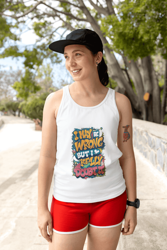 Tank Top - Humorous Typography Design 'I may be wrong, but I really doubt it'