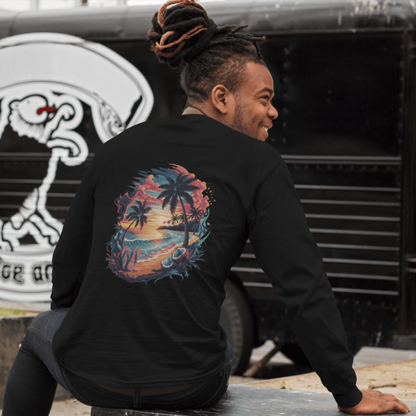 Unisex Long Sleeve Tee - Tropical Sunset for Beach Lovers - Cookies Trend Collective