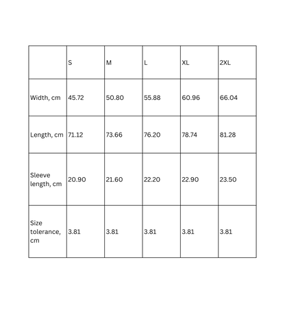 Cruising Vibes Unisex Soft-style T-Shirt - Retro Car and Palm Tree Design - Size Chart